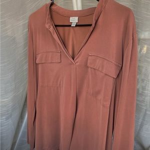 A New Day Brown/Burnt Orange Long Sleeve Blouse